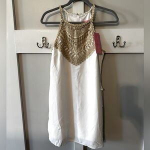Lilly Pulitzer White Dress with Gold Accents